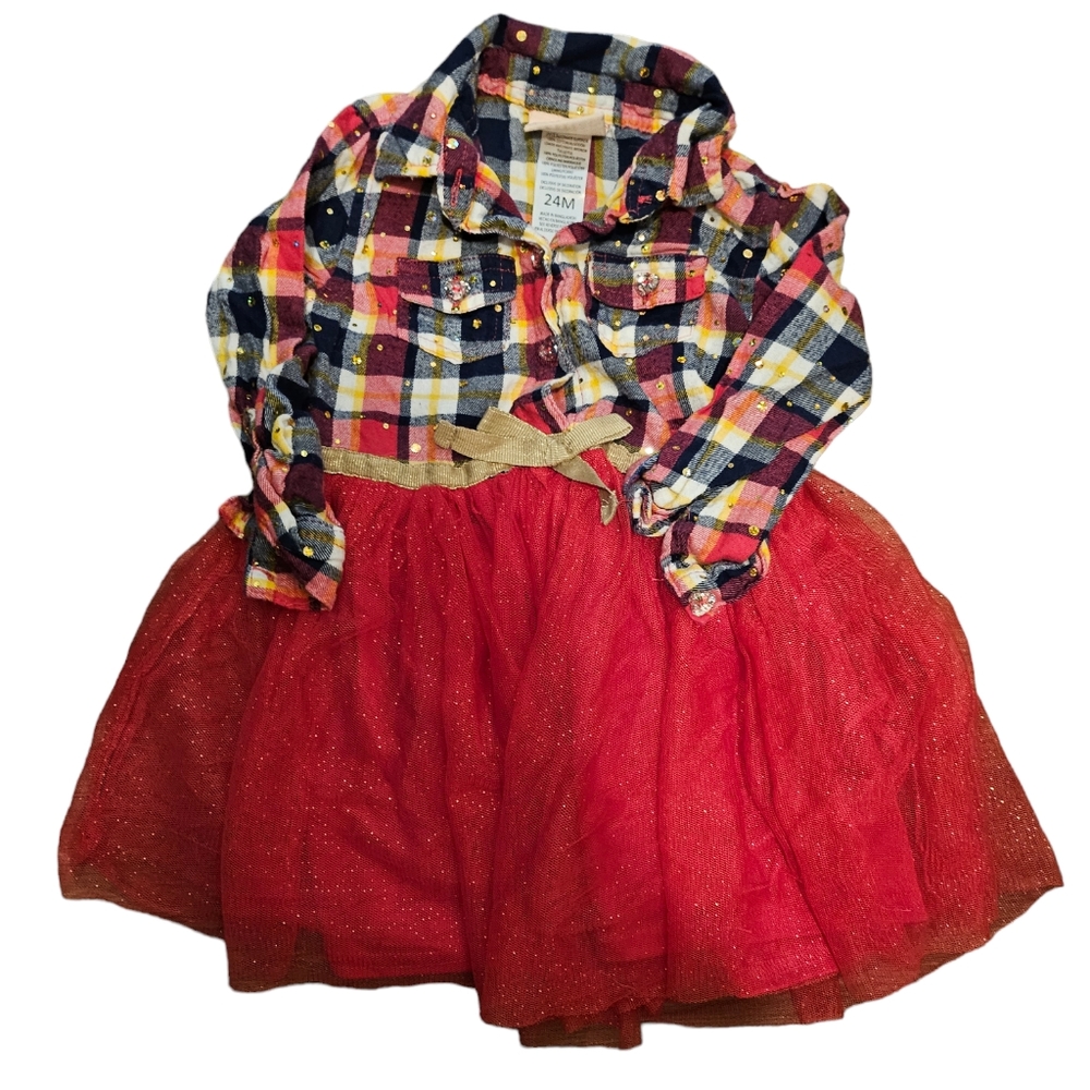 *Girls flannel tutu dress with bling EUC 24 MONTHS